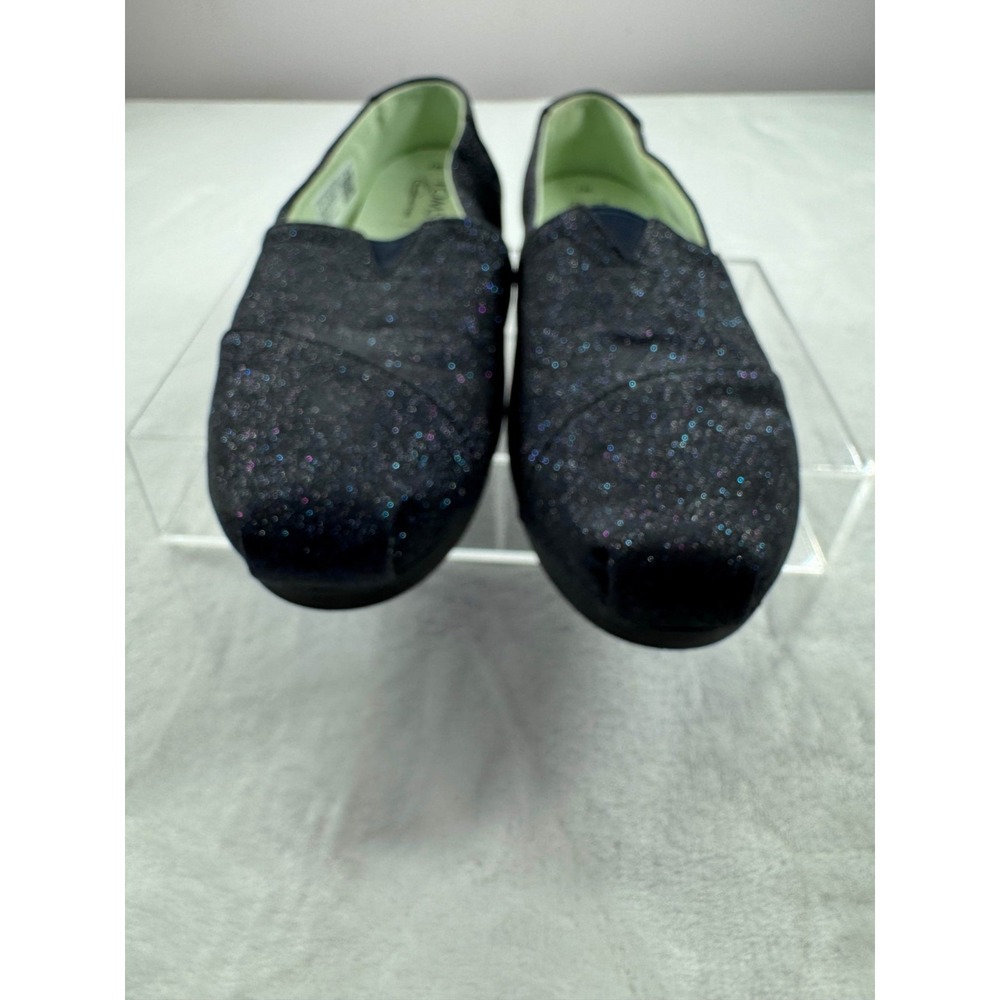 Toms Alpargata Flat Shoes Women's 7 Blue Glitter Fox Print Slip-on Lightweight - Picture 6 of 14